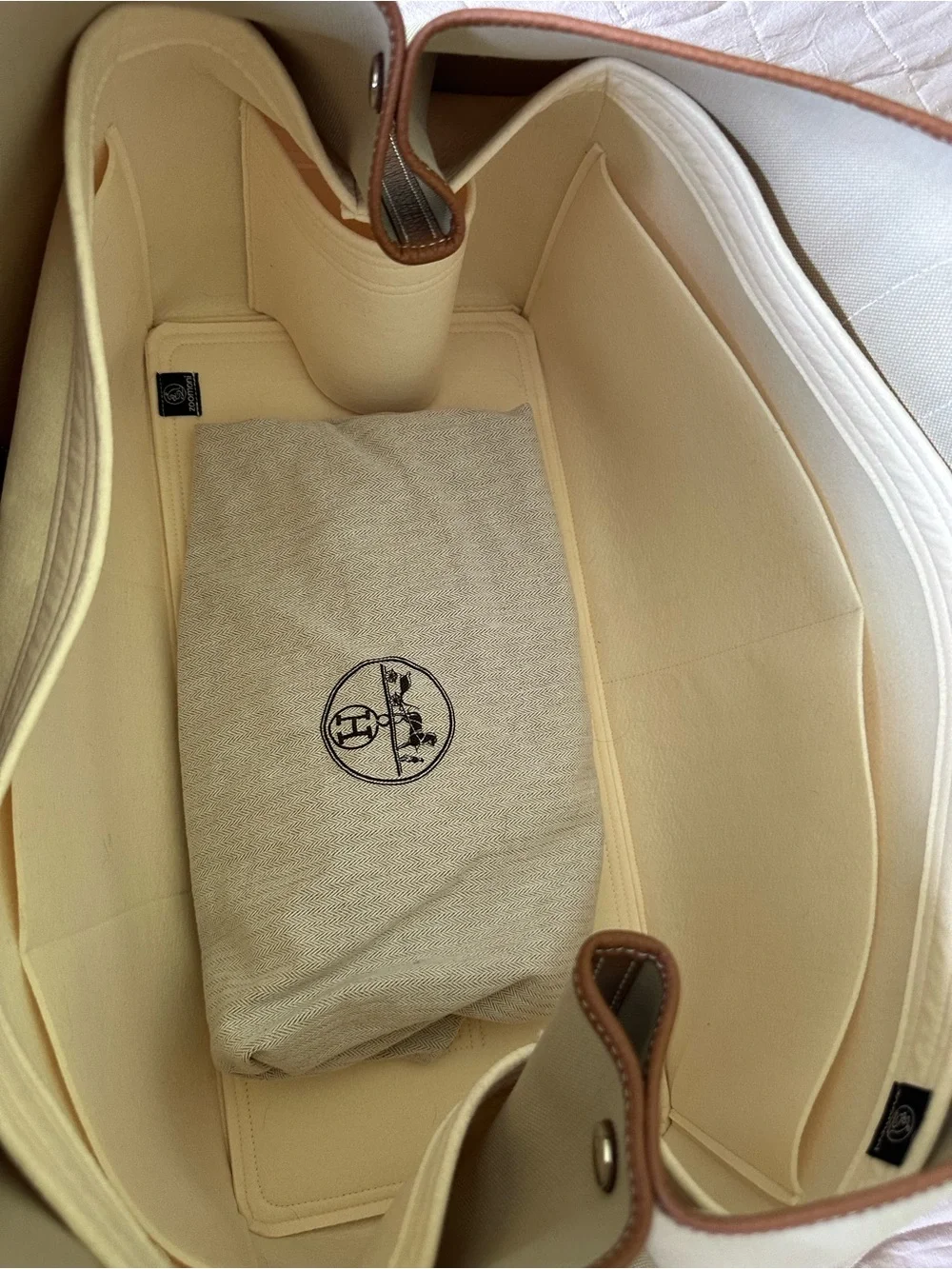 Hermes Garden Party Voyage 49 Toile Negonda Gold XL Weekender Travel Tote Rare - Picture 16 of 17
